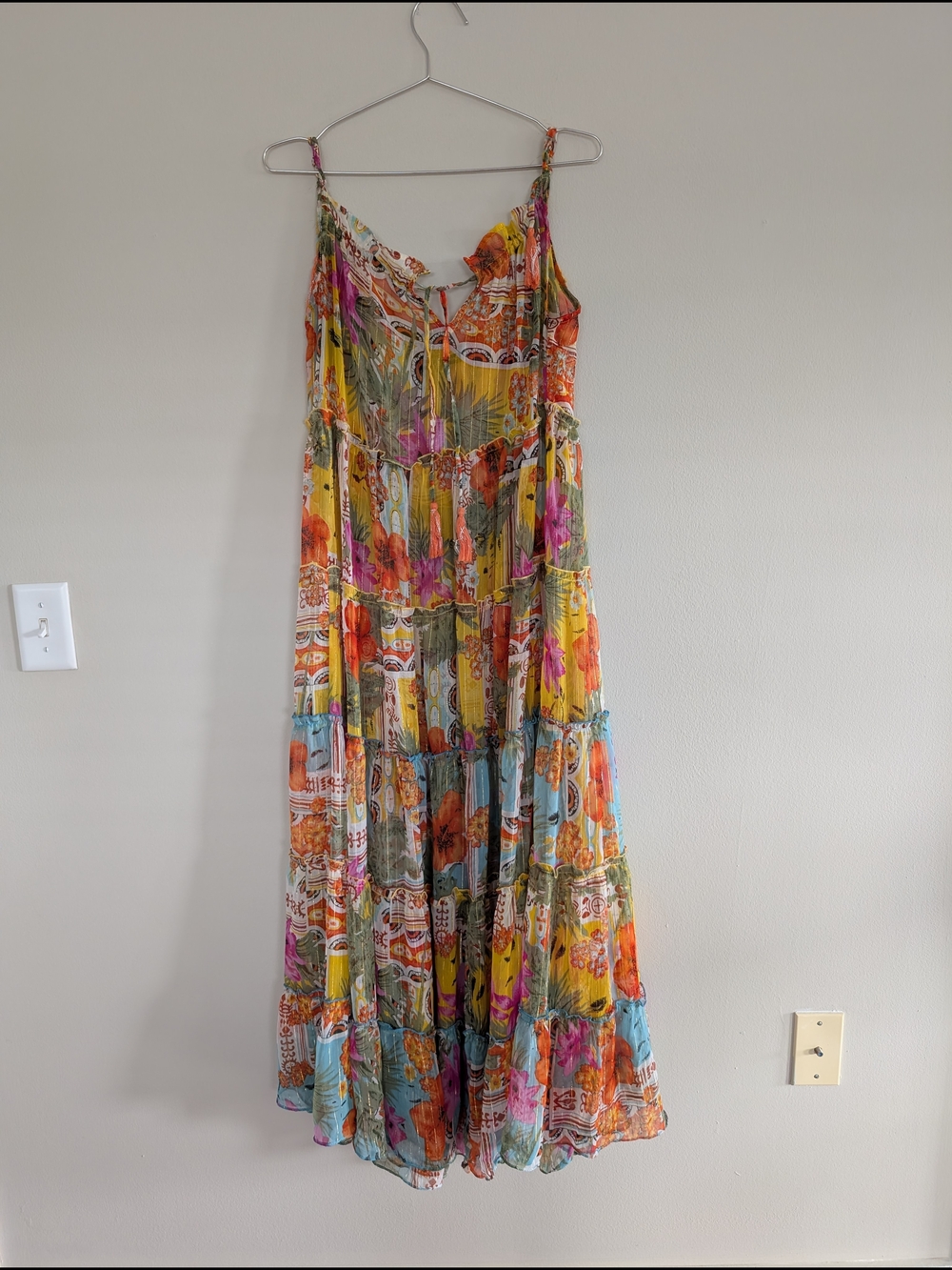 America And Beyond Boho Tiered Floral Maxi Skirt - Multicolor